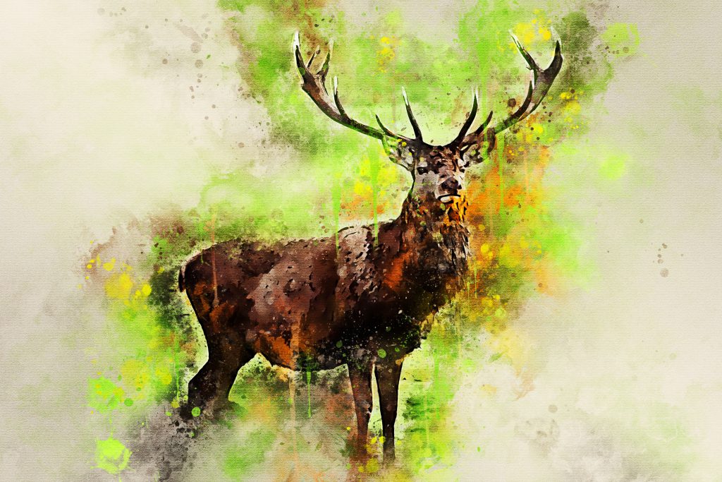 Deer watercolour effect canvas art print Deer abstract art