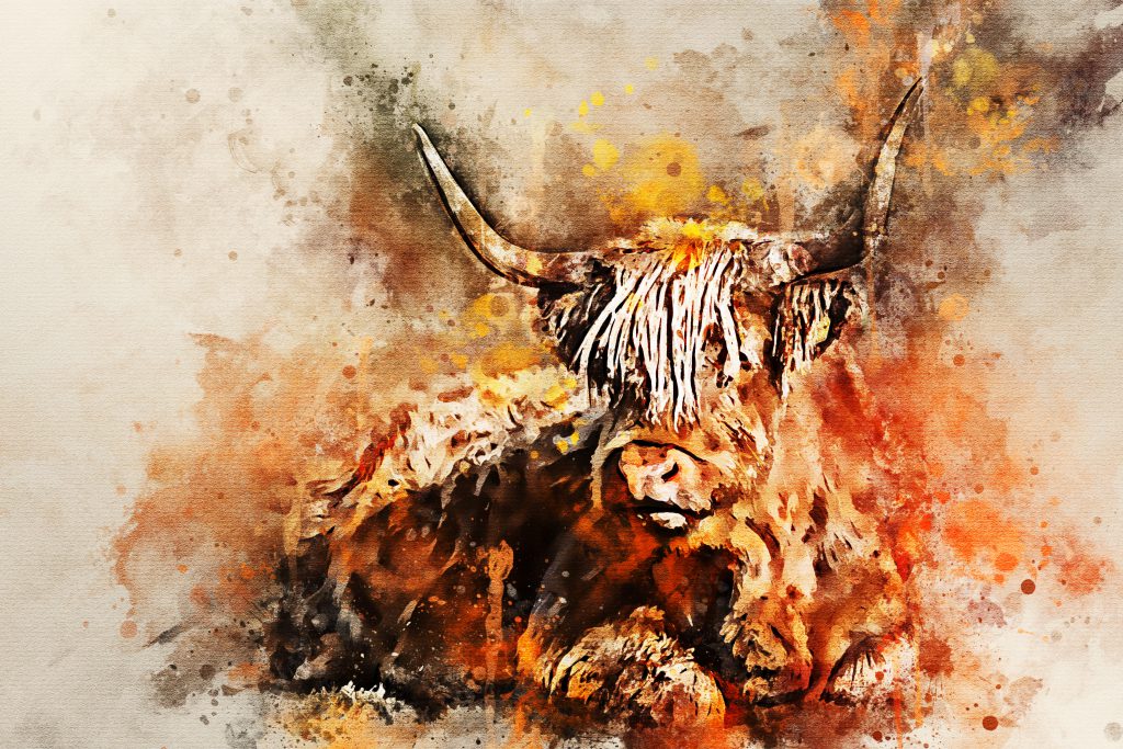 Cow Abstract Watercolour Painting Canvas Print Framed Animal Wall Art Picture