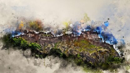 edinburgh castle watercolour effect canvas
