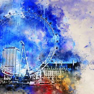 The London Eye watercolour effect canvas art print
