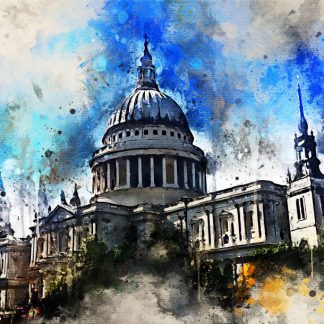 St. Paul's Cathedral watercolour effect canvas art print