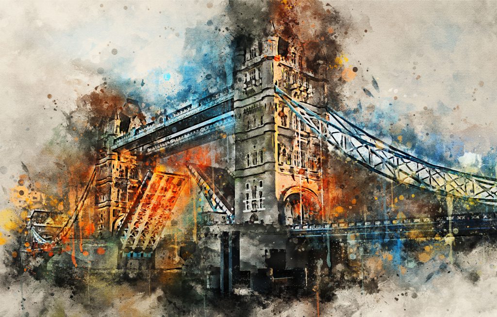 Tower Bridge watercolour effect canvas art print – Alan Hill Art : The astonishing image showing an beautiful scenery. Its hues are vibrant and blend flawlessly. Its arrangement is fantastic, with its particulars are also very clear.
