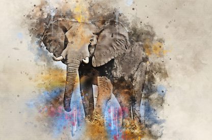 Elephant canvas art print watercolour effect