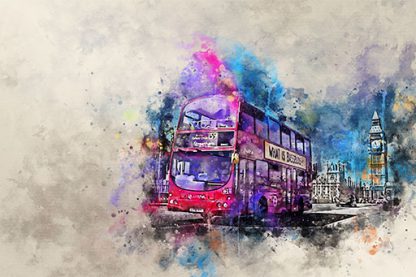 Red London bus and canvas print