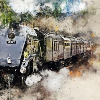 Sleek steam train 60009 canvas art print watercolour effect