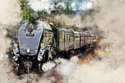 Sleek steam train 60009 canvas art print watercolour effect