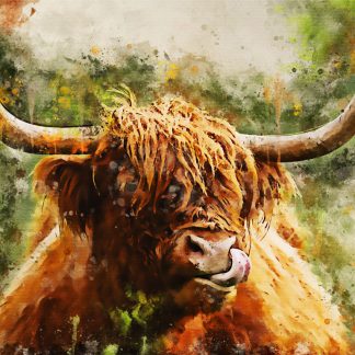 New for 2022 – highland cow canvas print, lip smacking good