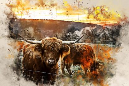 Canvas print, highland cows (from calendar - November 23) stunning digital art in a range of sizes