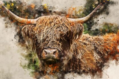 Canvas print, highland cows (from calendar - August 23) stunning digital art in a range of sizes