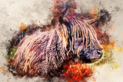 Canvas print, highland cows (from calendar - July 23) stunning digital art in a range of sizes