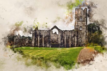 Canvas print, Fountains Abbey in North Yorkshire (from calendar - September 23) stunning digital art in a range of sizes
