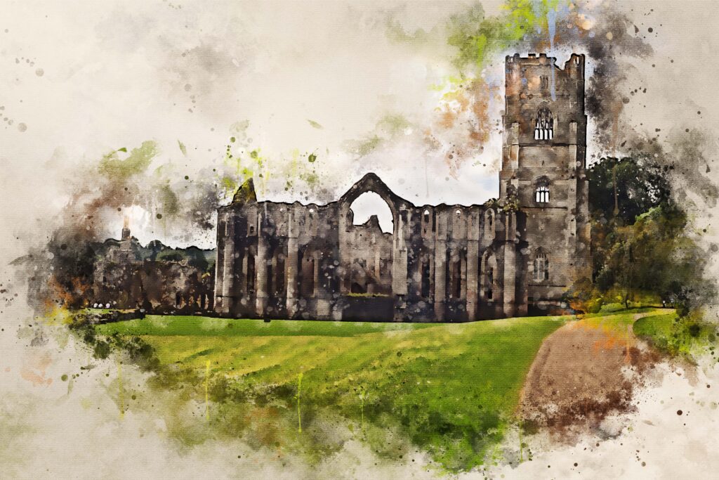 Canvas print, Fountains Abbey in North Yorkshire (from calendar