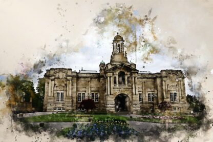 Canvas print, Cartwright Hall in Bradford (from calendar - February 23) stunning digital art in a range of sizes