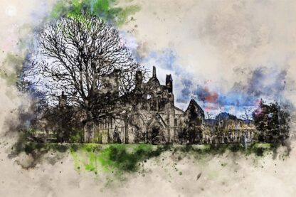 Canvas print, Kirkstall Abbey in Leeds (from calendar - May 23) stunning digital art in a range of sizes
