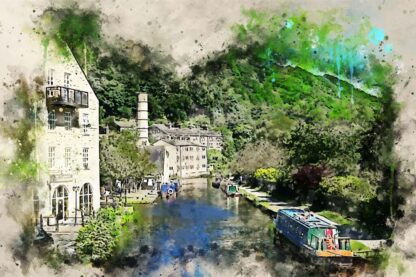 Canvas print, Rochdale Canal in Hebden bridge (from calendar - December 23) stunning digital art in a range of sizes