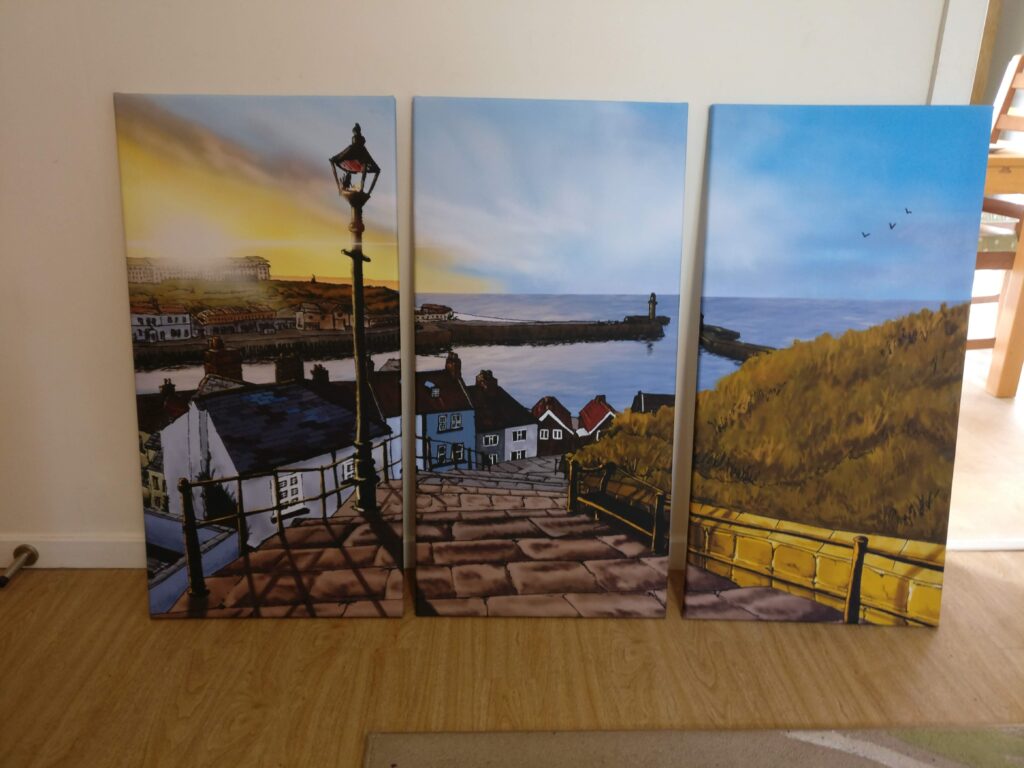 Tryptic of the famous steps at Whitby