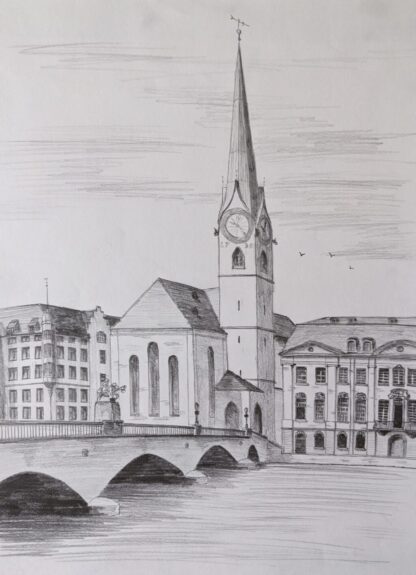 Fraumünster Church and river, Zurich