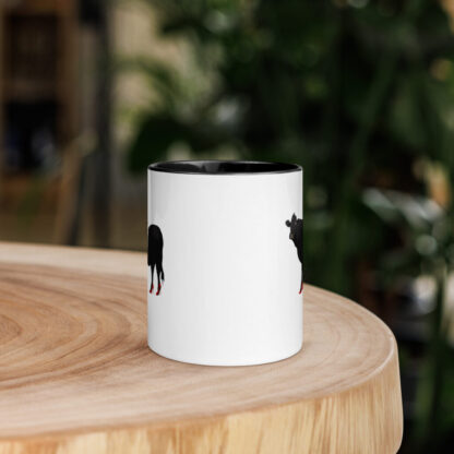 Belted Galloway cow with red heels - mug with coloured handle and interior - Image 2