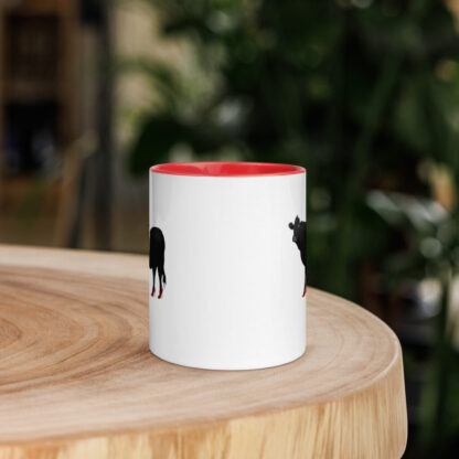 Belted Galloway cow with red heels - mug with coloured handle and interior - Image 5